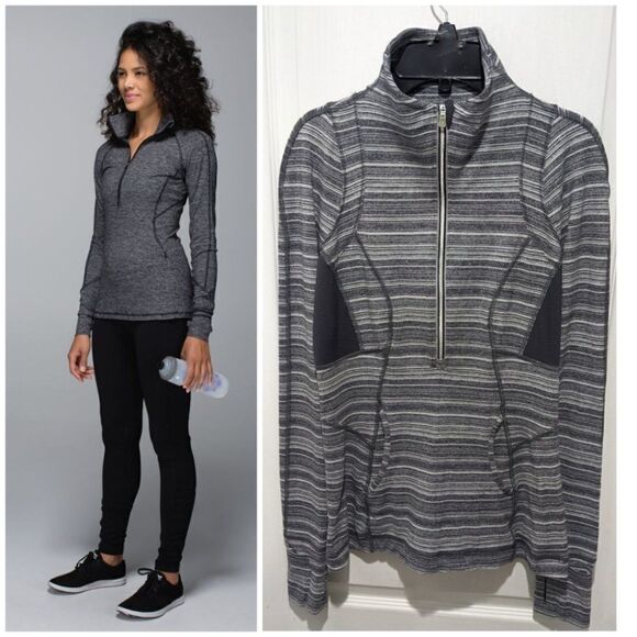 LULULEMON | Race Your Pace 1/2 Zip in Grey Stripe - Picture 1 of 13